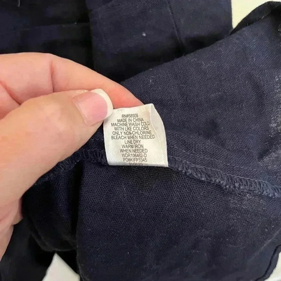 Copper Key Womens Navy Lined Sundress Buttons Spaghetti Strap Linen Blend XL - Picture 5 of 7